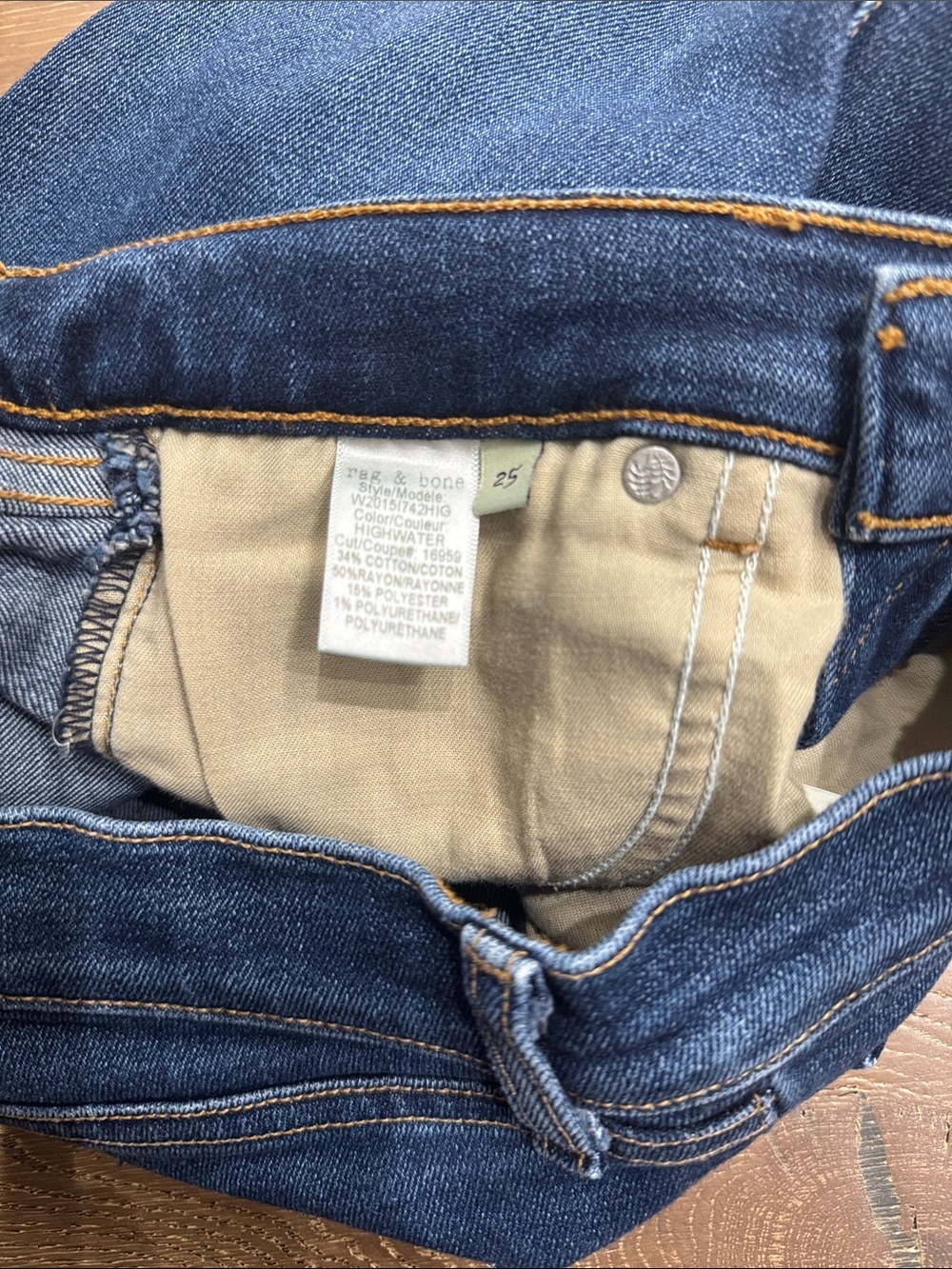 Rag & Bone Jeans Highwater Dark Wash Size 25 Stretch Premium Denim - Picture 7 of 8